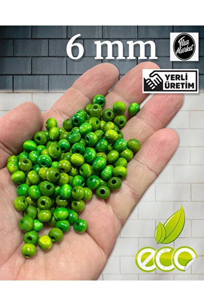 Flea Market Ekonomični paket 500 grama 6mm drvenih perli - ZELENE - (Srednje ...
