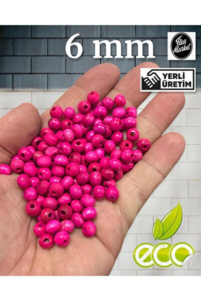Flea Market Ekonomični paket 500 grama 6mm drvenih perli - fuksija - (Srednje...