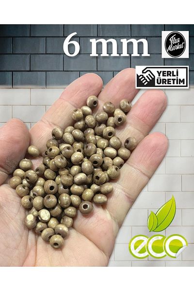 Selin Wood Beads 6 Mm, 80 g (Aver. 550 Pieces) Milk Coffee