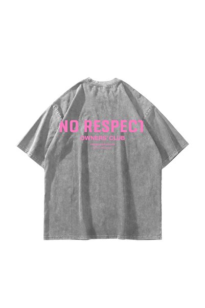 Bak Moda Tricou alb lavabil unisex oversize imprimat No Respect