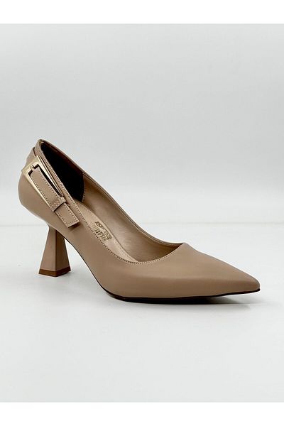 İnci Topuk Beige |   Belt Detailed |   7 cm Heels |   Women's Stiletto