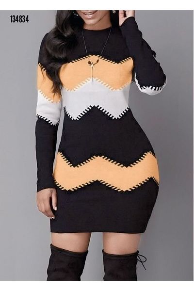 Kokosh moda Rochie de tricotaj cu mânecă lungă, cu decolteu, pentru femei