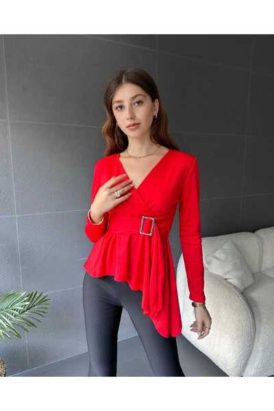 AGNES BUTİK asimetrik kemerli bluz