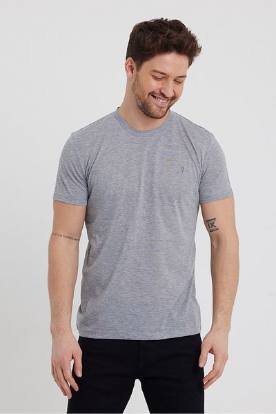 COMBİNE MİCHAİL Ανδρικό μπλουζάκι Grimelange-Fume-White-Cagla-Khaki Crew Neck Basic