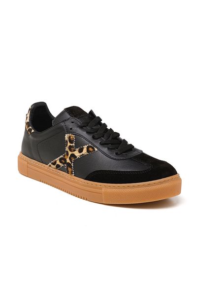 John May Tenis pentru femei / fete (zilnic) MAR-25Y-192-3030 John May Black Suede-Black Skin-Leopard