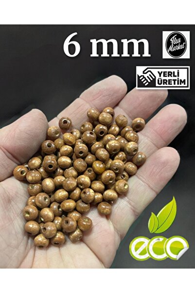 Flea Market Економічний пакет 500 грам 6 мм дерев'яні намистини - ДУБ - (сере...