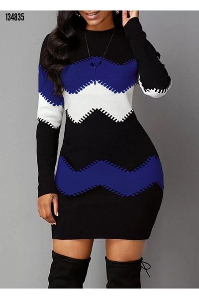 Kokosh moda Rochie de tricotaj cu mânecă lungă, cu decolteu, pentru femei