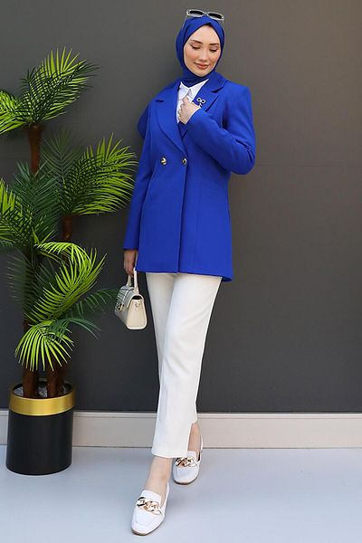 GİZ AGİYİM Saks Jacket - Διπλό Κουμπί