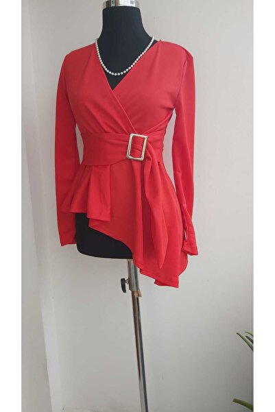 AGNES BUTİK asimetrik kemerli bluz