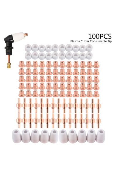Choice 100Pcs Plasma Cutter Tip Electrodes & Nozzles Kit Consumable Accessories for PT31 CUT 30 40 50 Pl...