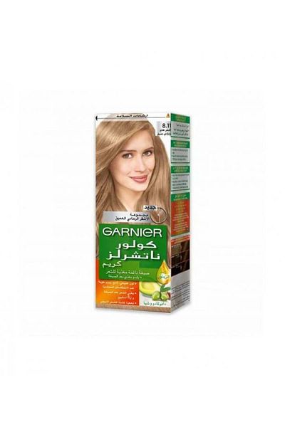 Garnier صبغة كولور ناتشرلز دائمه و مغذية للشعر مع بلسم أشقر فاتح رمادي غامق 8.11 من غارنيير