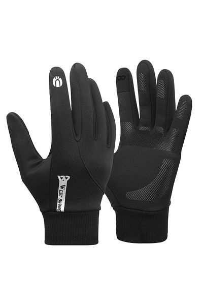 West Biking L black WEST BIKING Winter Men Thermal Gloves Cycling Windproof Full FingerGloves Touch Screen Flee