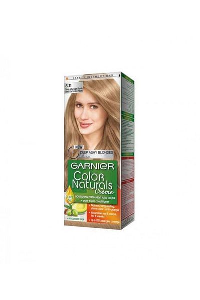 Garnier صبغة كولور ناتشرلز دائمه و مغذية للشعر مع بلسم أشقر فاتح رمادي غامق 8.11 من غارنيير