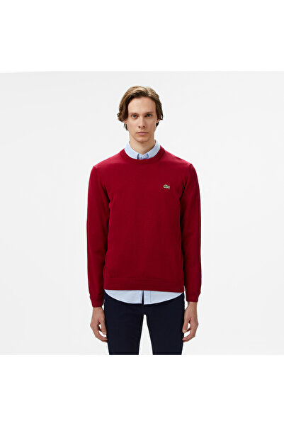 Lacoste Erkek Regular Fit Bisiklet Yaka Organik Pamuk Kırmızı Kazak