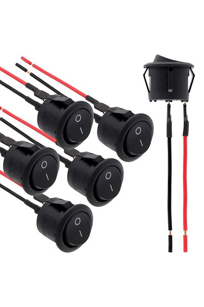 AOKIN 6pcs 6/10pcs On/off Switch 12v Rocker Toggle Switch Spst Mini 15cm 6a/250v 10a/125v Ac Circle 12 Vol
