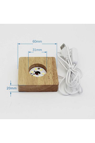 Choice Square Cool White 6000k 6cm Led Solid Wood Lamp Square Night Light Usb Display Lamps Holder Diy Ligh