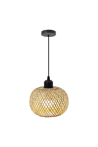 JOYINLED 6000K black Bamboo Pendant Lamp Natural Rattan Chandeliers E27 Hand-knitting Café Restaurant Living