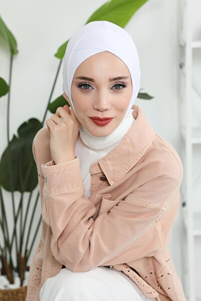 Aisha's Design Χτενισμένο βαμβακερό καπό με λεπτομέρεια σταυρού στο μπροστινό μέρος, TB-4, TB-4, Λευκό