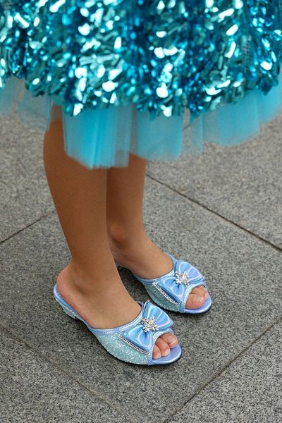 Baby DS Papuci albastru cu fundita Elsa