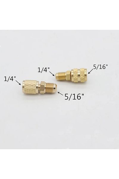 Choice Messing 2-teiliger Satz Schnellkupplungen für Vakuumpumpen 5/16 SAE auf 1/4 SAE R410A Klimaadapter