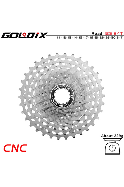 Choice1 كاسيت دراجة طريق خفيفة الوزن للغاية من GOLDIX 11-34T فضية اللون بتحكم...