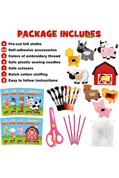 Choice مجموعة خياطة عيد الميلاد المكونة من 8 قطع، مجموعة خياطة الحيوانات، لعب...