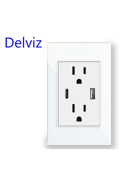 Choice 110-250v White Delviz Us Standard Usb Socket, Usba Usbc 5v 2a Port ,120mm*72mm Panel,15a Electric Pl