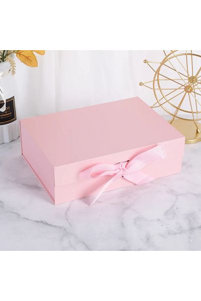 Choice 26x19x8cm Pink 1pc- Ribbon Gift Box,golden Folding Box Packaging Cases Display Bow Ribbon Jewelry Gi