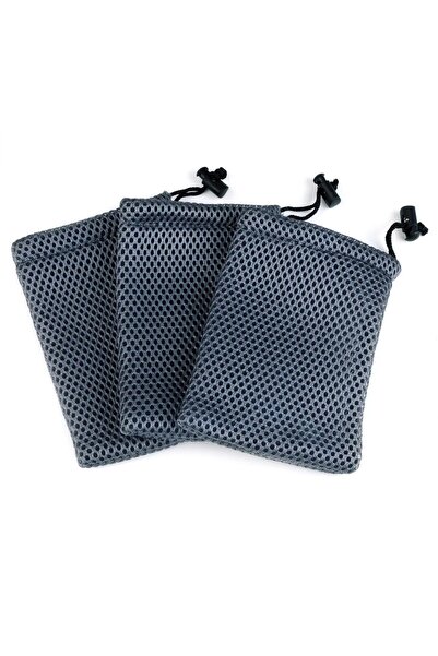 Choice حقيبة مجوهرات شبكية برباط من النايلون باللون الرمادي، مقاس 9*13.5 سم، ...