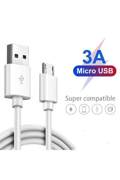 Choice كابل مايكرو يو إس بي أبيض بطول 1 متر، سلك شحن سريع 3 أمبير، كابل محول ...
