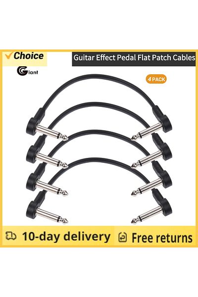 Choice 4 Packs Ggiant AC-8 Guitar Effect Pedal Flat Patch Cables 6 Inch Length with 1/4 Inch Right Angle...
