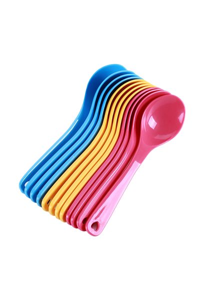Choice As Picture 12pcs/set Round Soup Spoon Tableware Randomly Colored Soup Rice Scoop Multi-purpose Resta