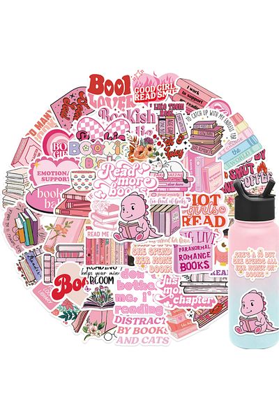 Choice 50pcs All 50pcs Pink Bookish Stickers Diy Diary Laptop Luggage Skateboard Graffiti Decals Fun Childr