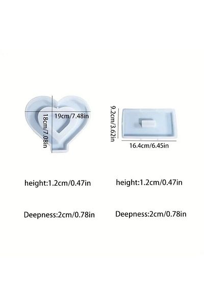Choice 2pcs Mold Heart Resin Molds, 2 Pieces Love Silicone Molds Photo Frame Epoxy Mold Keychain Casting Mo