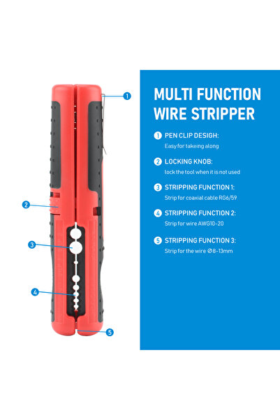 Choice1 أداة تجريد وطحن التروس متعددة الوظائف باللون الأحمر، أداة تجريد الكاب...