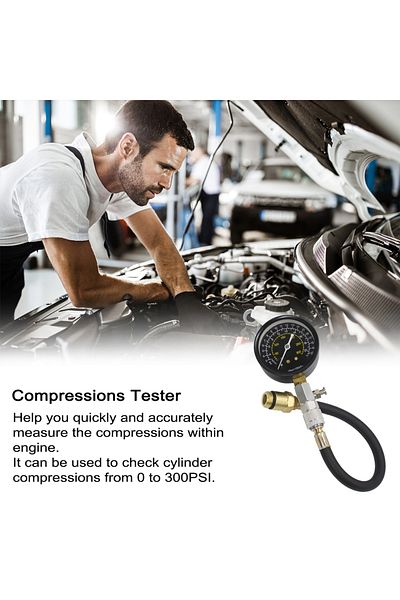 Choice Engine Cylinder Compressions Tester Kit 0-300PSI Pressure Gauge Check Test Tool Automotive Repair...
