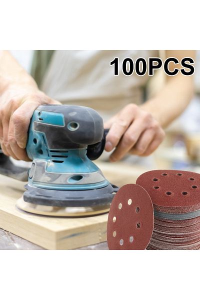 Toorise 100pcs Sanding Discs 5Inch Round Alumina Sanding Pads 8-Hole Sanding Paper Polishing Sandpaper fo...