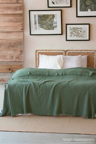 QURRY 200X220 cm Luxury Muslin Bedspread - 100% Cotton, Stylish Design, Double Bedspread