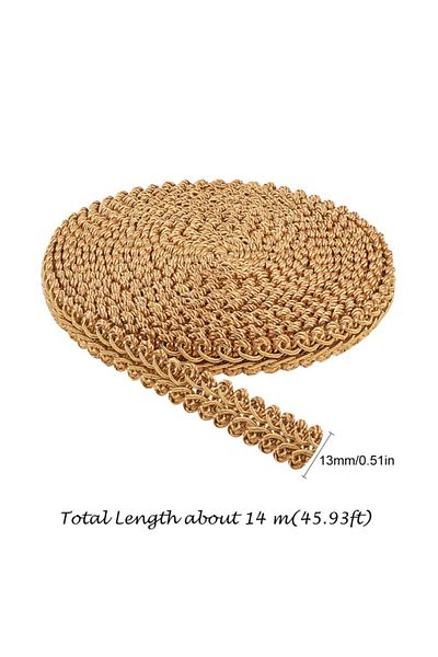 Choice Gold 15 Yards Golden Gimp Braid Trim 13mm/0.5" Gold Trim Polyester Woven Fabric Trim Lace Trim Uphol