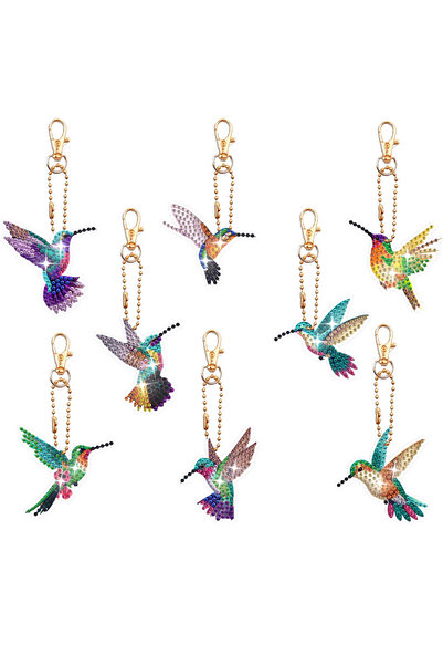 Choice YSK020 8 قطع/مجموعة من سلاسل المفاتيح الفنية الماسية على شكل اليعسوب D...