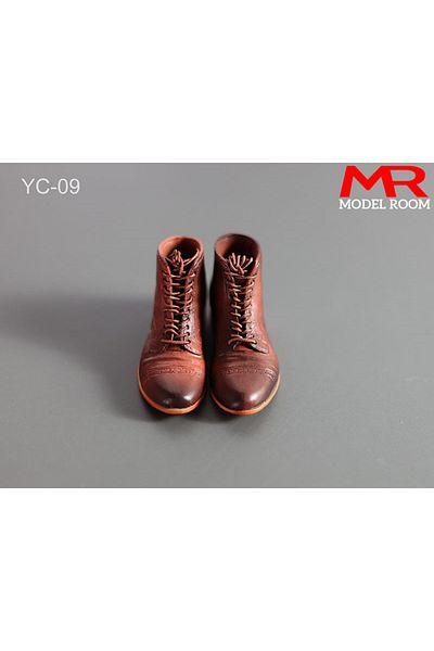 Choice Brown 1/6 Scale Male Lace-up Rubber Boots Soldier Solid Shoes Model Fit 12'' Detachable Feet Action
