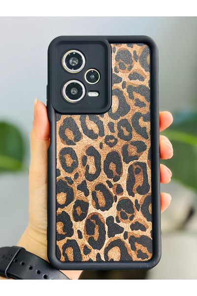 Go Aksesuar جراب سيليكون بتصميم الفهد متوافق مع هاتف Redmi Note 12 Pro 5G