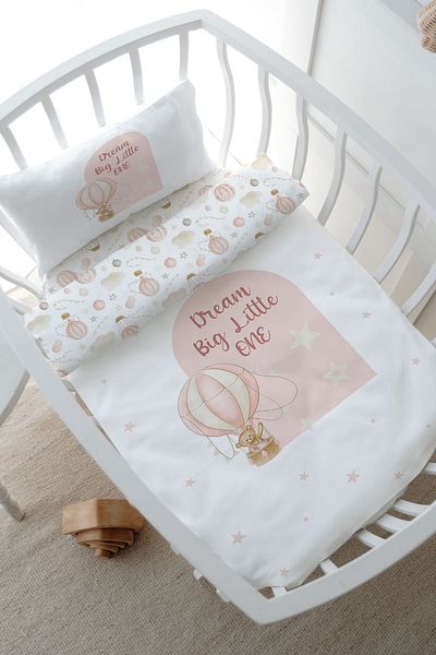 Tuğba Kuğu Pink Balloon Bear Patterned Park Bed Duvet Cover Set - 80X120