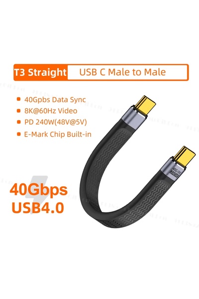 Choice كابل 13 سم CG-CG ZT USB C إلى USB Type C بسرعة 40 جيجابت في الثانية لج...