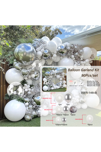 Choice أخرى 9WR-146-A 90 قطعة من بالونات الفضة البيضاء بالونات الفضة مجموعة ق...