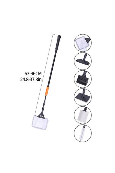 Choice 63-96cm Retractable 6 In 1 Aquarium Cleaning Tools Kit Aquarium Clamp Set Fish Tank Net Gravel Rake