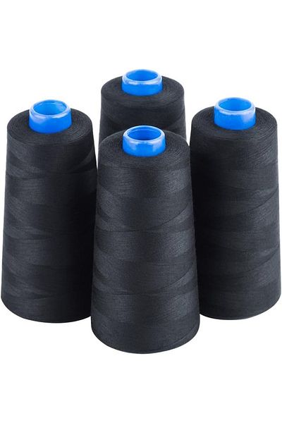Choice Black Black Sewing Thread 100% Polyester 3000 Meters/3280 Yards/spool Of Yarn, 4pcs(12000M/13120YDS)