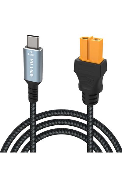 Choice كابل شحن بطول 3 أمتار من النوع C إلى كابل محول Xt60، كابل شحن USB C إلى Xt60، USB C ذكر إلى Xt60 أنثى