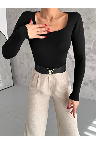 Lady Doll Pulover de sezon pentru damă cu gât pătrat