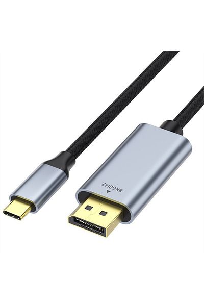 Choice كابل Vothoon Usb C إلى Displayport 1.4 رمادي اللون بطول 1 متر و3.3 قدم، بدقة 8k عند 60 هرتز و4k عند 120 هرتز، كابل USB Type C إلى DisplayPort من الألومنيوم